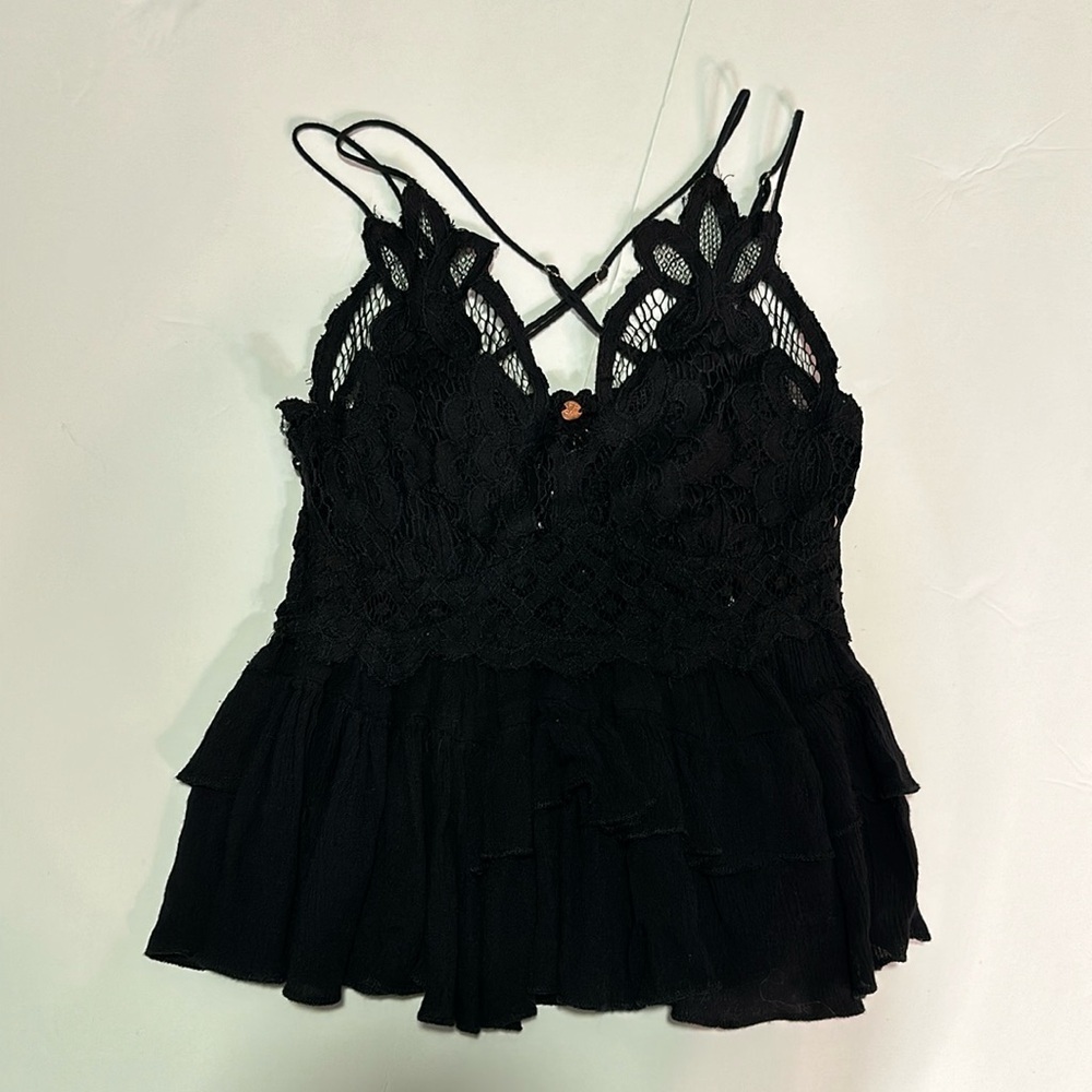 Free People Women’s Black Lace Top XS